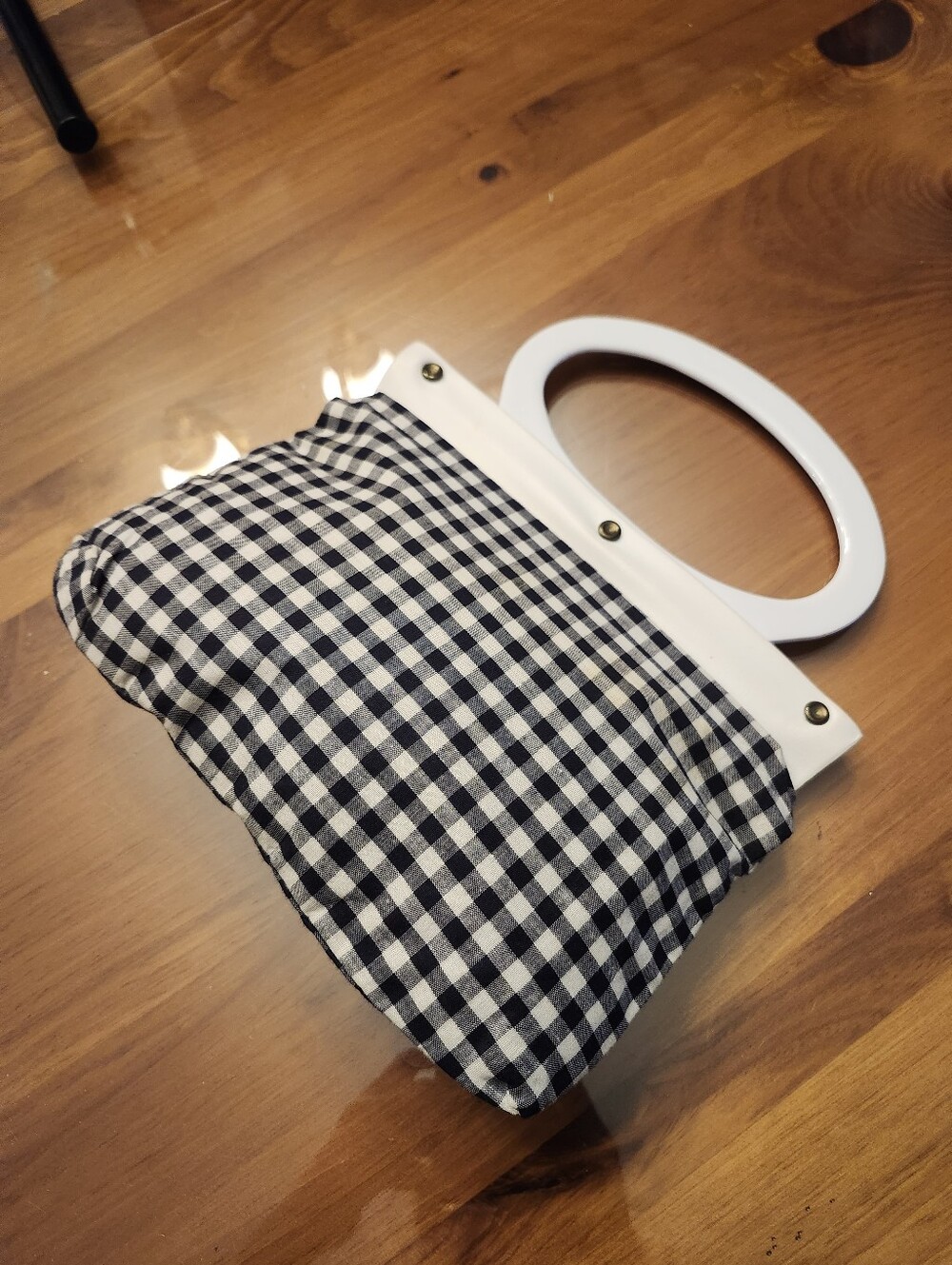 Vintage Black-and-White Gingham Mini Bag